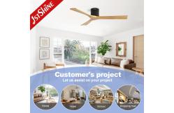 China Residential Wooden Blades Ceiling Fan with 52 Inch Flush Mounting and Remote Control supplier