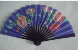 China 21cm Dyed Bamboo Hand Fans / Foldable Fan With Print Silk Fabric supplier