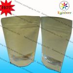 Stand Up k Brown Kraft Customized Paper Bags With Window For Snack Packaging for sale