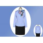 Blue Color Simple Office Work Uniforms Durable Anti - Wrinkle With Long Sleeve for sale