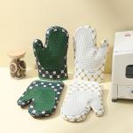 Oven Mitts Oven Gloves BBQ Gloves Silicone Thickened Cotton Double Layer Design Non-Slip Textured Grip Baking Gloves for sale
