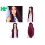 Cosplay Long Straight Hairnet Wig Synthetic Pure Red Color For Women Wave Party for sale