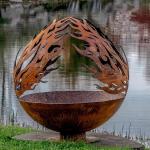 59.1 Inch Metal Sphere Fire Pit ISO9001 Corten Steel Firepits for sale