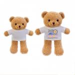 DIY Custom Stuffed Toy Sublimation Blank Teddy Bear Plush Toy With Printable White T Shirt for sale