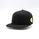Display Bill 6 Panels Embroidered Flat Visor Cap 100% Cotton Twill Yellow Woven Patch for sale