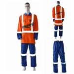 Two Tone Navy Blue Orange Anti Arc Flash Fire Retardant Suit Reflective For Road Transportation / Traffic Control for sale