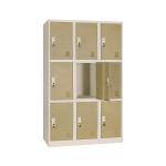 Office 9 Doors Hygienic Metal Lockers With Handle Lock Knock Down Structure for sale