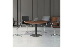 China 80cm Round Boardroom Table Black Conference Room With Black Metal Leg supplier