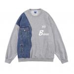 100% cotton fabrics Skate Clothes Denim Stitched Sweater Women'S Round Tie Pocket for sale