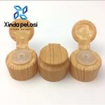 28mm Flip Top Plastic Bottle Caps Cosmetic Packaging Natural Bamboo Bottle Container Head for sale