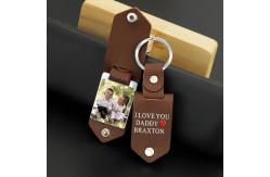China SS316L Leather Photo Key Chain With Engraving Words supplier