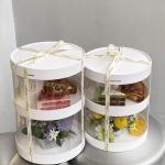 Wholesale Spot Goods Transparent Tall Round Cake Boxes for Wedding Birthday Party Paper Tube Packaging for sale