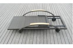 China Modern Rattan Sun Lounger , Folding Lounger With Side Tea Table supplier