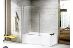 China Tempered Glass Waterproof Bathroom Shower Partition Two Folding Racks supplier