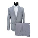 Handmade Mens 2 Piece Suit Blue Check Plaid Breathable Anti Wrinkle for sale