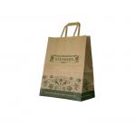 Printed Brown Kraft Paper Lunch Bags Packaging With Flat Paper Handle Supplier for sale