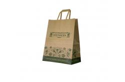 China Printed Brown Kraft Paper Lunch Bags Packaging With Flat Paper Handle Supplier supplier
