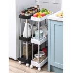 17.8cm Narrow Spice Rack On Wheels Slim Plastic Organizer Shelf for sale