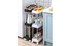 China 17.8cm Narrow Spice Rack On Wheels Slim Plastic Organizer Shelf supplier
