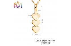 China Women Engraved Plating SS304 Heart Shaped Pendant Necklace With 45cm Chain supplier