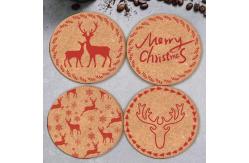 China Round Christmas Cork Placemats And Coasters Table Mats Thermal Insulation supplier