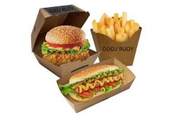 China Custom Eco-Friendly Burger Fry Boxes Biodegradable Kraft Takeaway Packaging with Folders supplier