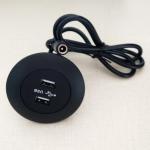 Blue Light Usb Table Hub , USB Electrical Outlet Dual Usb Ports Grommet