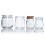 Wide Mouth Glass Pudding Jar Empty Clear Kitchen Yogurt Jam Honey Mousse Container
