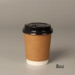 8oz 14oz 16oz Disposable Paper Hot/Cold Coffee Cups With Black PP Lid for sale