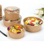 Food Grade Waterproof Kraft Paper Ice Cream Bowls With Double PE Coated for sale