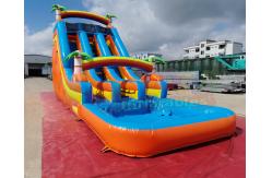 China 1000D Palm Tree Bouncy Castle Water Slide For Backyard Hotel supplier