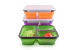 China 3 Compartment Lunch Containers 350mL 650mL Silicone Foldable Lunch Box supplier