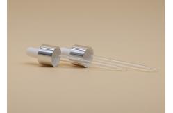 China 18 / 410 Large Glass Dropper Transparent Pipette Silver Collar For Fluid Delivery supplier