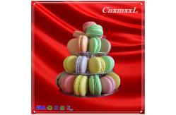 China Disposable 4 Layer Plastic Macaron Packaging Mini Macaron Tower With Handle supplier