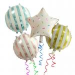 Round Stripe Pattern Foil Helium Mylar Balloon 18inch for Tik Tok Party Decoration for sale