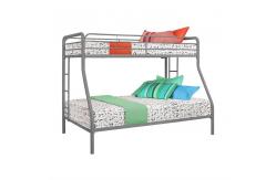 China Home White Metal Double Bunk Bed Frame With Secured Side Ladder supplier