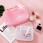 Pure Color Travel Portable Handle PVC Cosmetic Vanity Bag for sale
