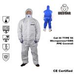 Disposable CE Certified TYPE 5/6 Microporous Film + SMS Coverall for sale