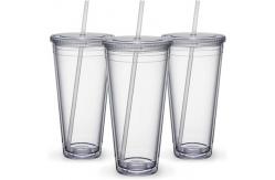 China Transparent 32 Oz Insulated Double Wall Tumblers PS Material supplier