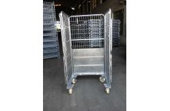China Mild Steel Roll Cage Trolley Warehouse Logistic Storage With Wheels supplier