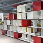 Customized Wooden Office Area Divider Bookcase Mobile Cube Bookcase Shelf