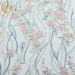 Polyester Hand Cut Applique Lace Fabric Excellent Customized For Wedding Dress for sale
