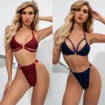 swimming suit bikini  two Piece Swimsuit Backless Printed High Waist Triangle Women'S Swimsuit UPF 50++ polyamide fabric for sale