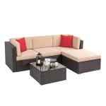 L Shape Rattan Garden Corner Sofa Waterproof Small Corner Garden Furniture for sale