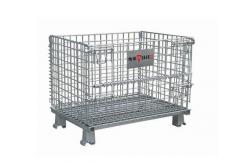 China Collapsible Metal Mesh Containers Mobile Wire Mesh Stillage Wheels Optional 800*600*640mm supplier