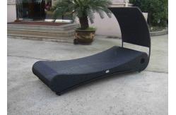 China Comfortable Roofed Black Rattan Sun Lounger With White Cushion supplier