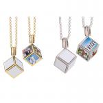 Custom Photo Necklace Gold Silver Sublimation Dice Pendant Necklace for sale