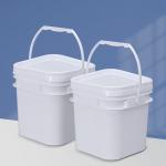 White Food Storage Food Grade 5L Rectangular Square Plastic Pail With Lid Handle for sale