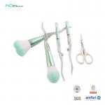 Plastic Handle Travel Makeup Brush Set 4PCS Synthetic Hair With Eyebrow Scissors