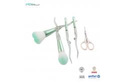 China Plastic Handle Travel Makeup Brush Set 4PCS Synthetic Hair With Eyebrow Scissors supplier